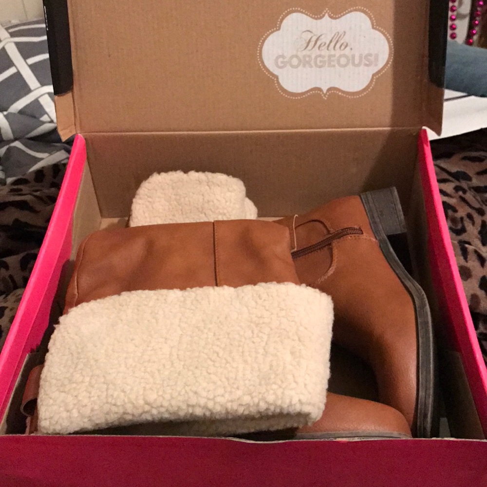 Charlotte Russe versatile cognac buckle boots. 7